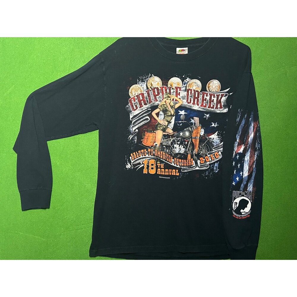 POW MIA Cripple Creek Colorado CO LS T-Shirt 2010 Salute to American Veterans - Picture 2 of 9